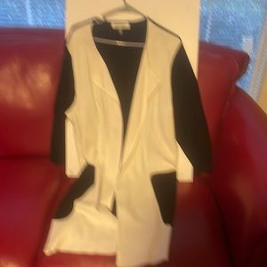 Sweater coat , black and white , Size 1x, worn once , like new, Kasper brand .